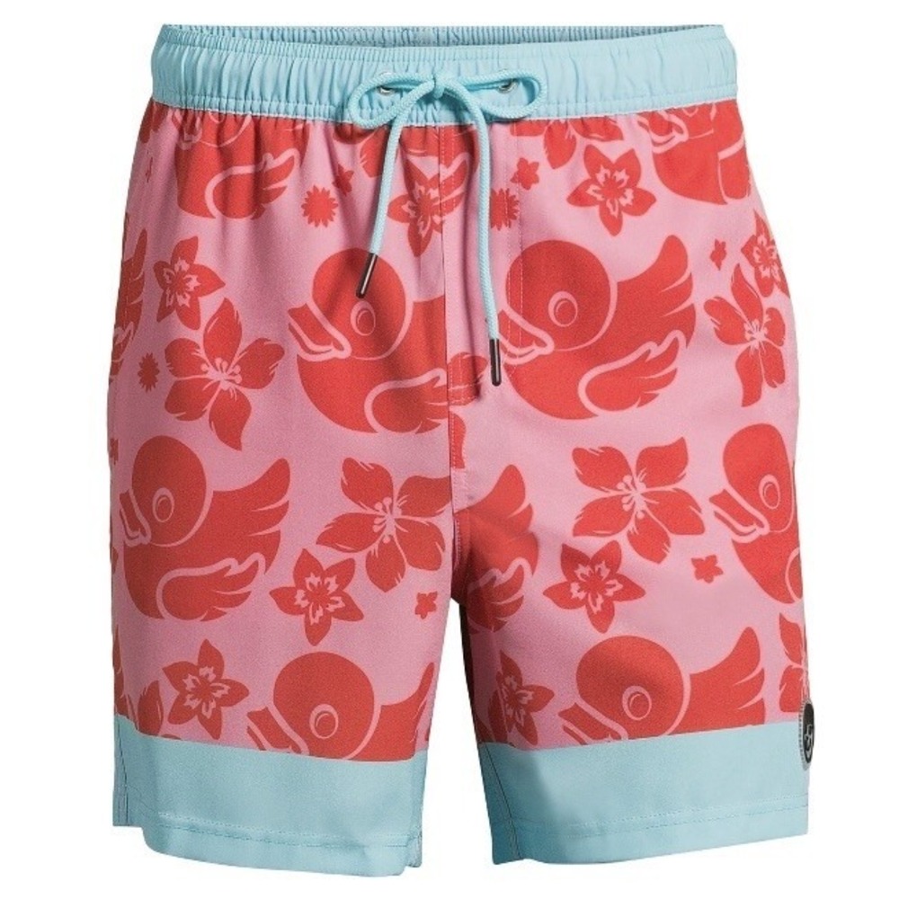 Neff Mens Graphic Ducky Life Swim Shorts Small 28-30 New with Tags Red Blue Nice